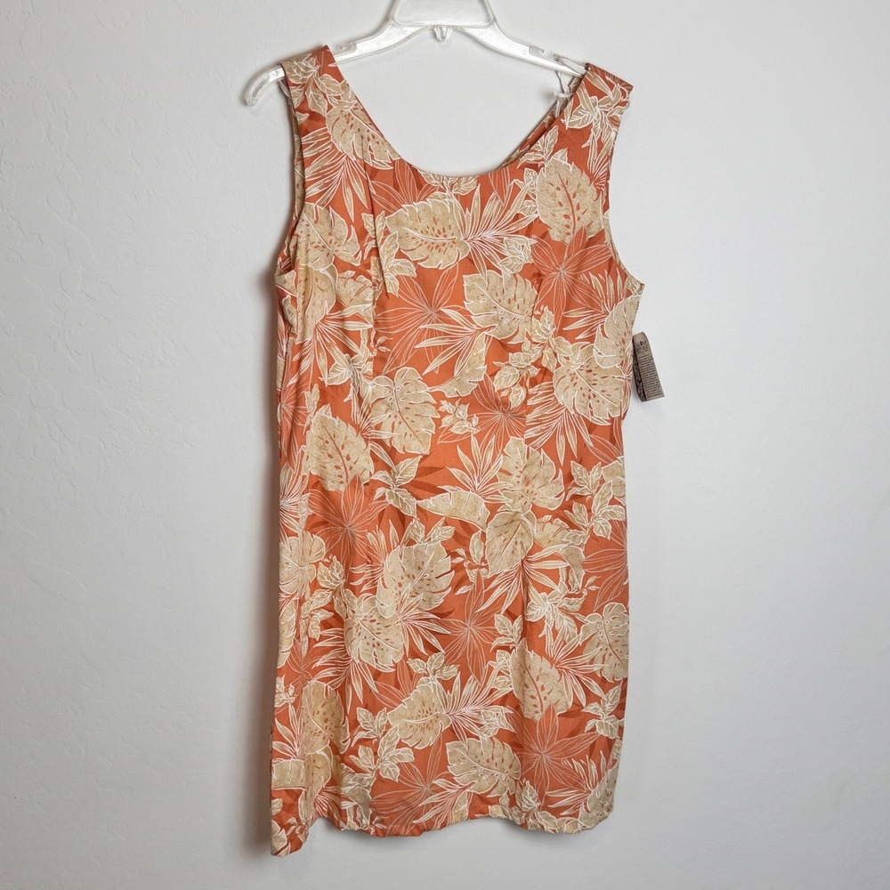 New Aloha Republic Orange Tropical Leaf Print Cotton Shift Dress XL Hawaii